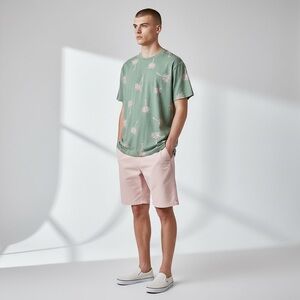 Denim & Flowers Rick Singh Palm Springs 100% Cotton 
Green Palm Tree T-shirt